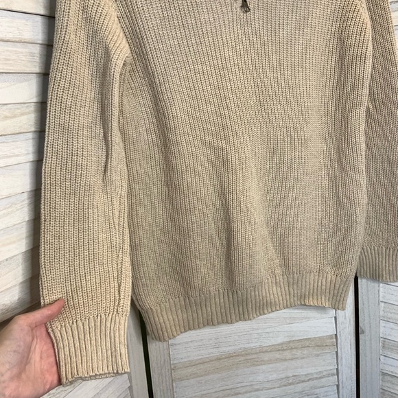 Children’s Place Boys Tan Solid Knit Quarter Zip Sherpa Long Sleeve Sweater - Picture 6 of 12